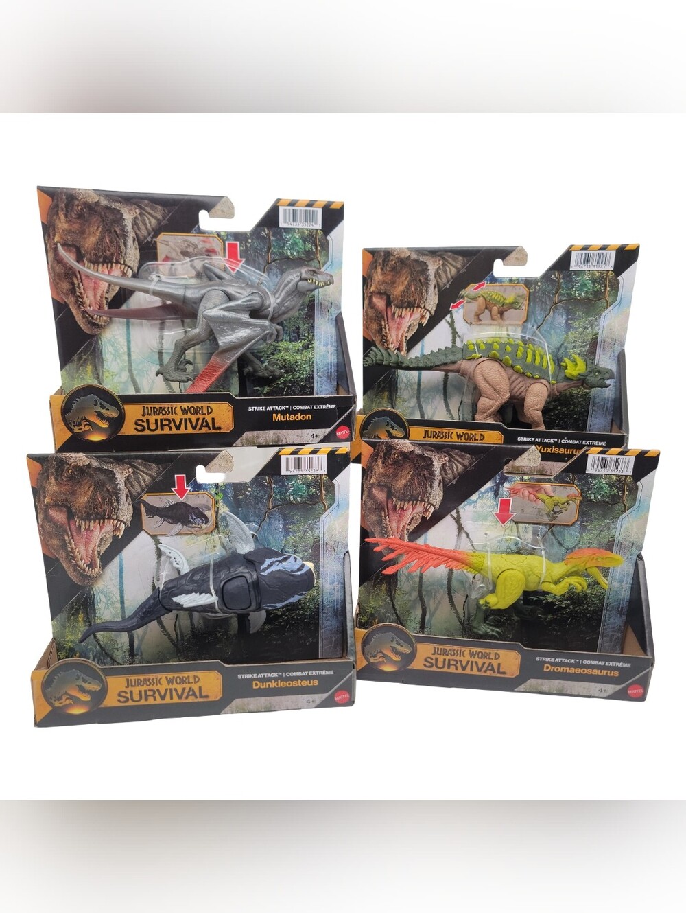 Jurassic World Strike Attack Dunkleosteus Dromaeosaurus Mutadon Yuxisaurus Set